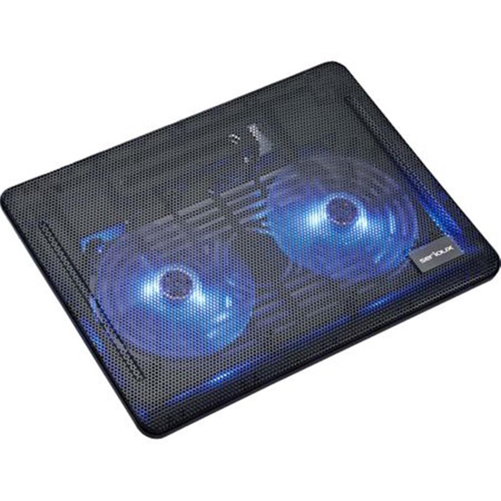 Cooling pad Serioux, SRXNCP007, Dimensiuni: 340*250*23mm, Compatibilitate maxima laptop: 15.6 inch, Dimensiune ventilator: 2 x 125 *125*15mm, Nivel zgomot: 10dB, Flux aer: 20CFM, Tensiune alimentare: DC 5V, Viteza rotatie maxima: 1500RPM, Iluminare LED: - 1 | YEO