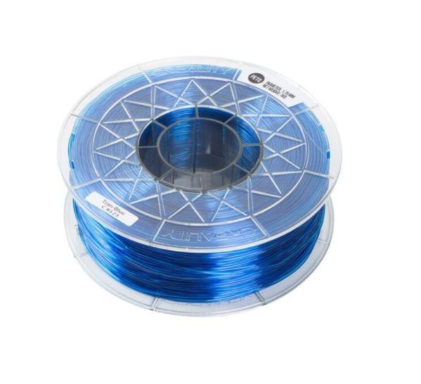 CREALITY CR PETG 3D Printer Filament, transparent Blue, Printing temperature: 230-250°C, Filament diameter: 1.75mm, Tensile strength: 49MPa, Size of filament wheel: Diameter 200mm, height 66mm, hole diameter 53mm. Eco-friendly, odorless, non-toxic.