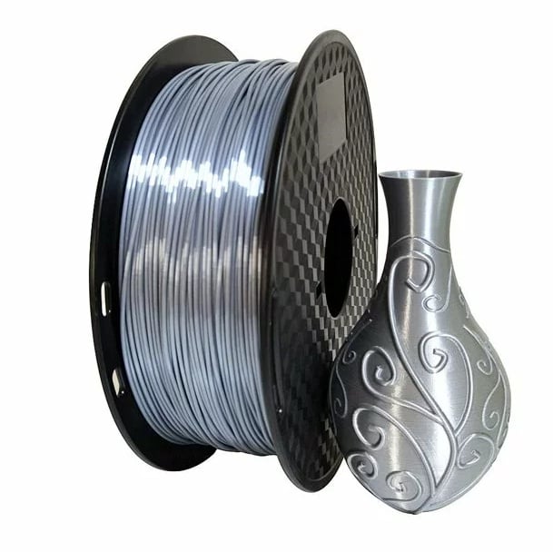 CREALITY PLA 3D Printer Filament, silk silver, Printing temperature: 190-220, Filament diameter: 1.75mm, Tensile strength: 60MPa, Size of filament wheel: Diameter 200mm, height 66mm, hole diameter 56mm. Utilizare: pana la 6 luni de la deschiderea