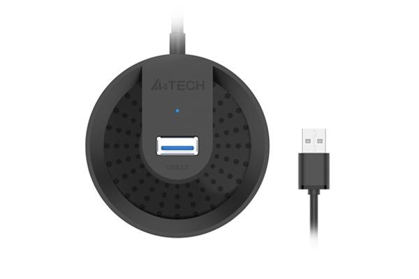 HUB extern A4TECH, porturi USB-A: USB 3.0 x 4, conectare prin USB, cablu 1.0 m, negru - 1 | YEO