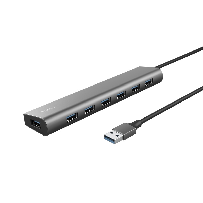 Hub Trust Halyx , 7 porturi USB 3.2 Gen 1, material aluminiu, input USB- C, output USB-A 7, gri - 2 | YEO