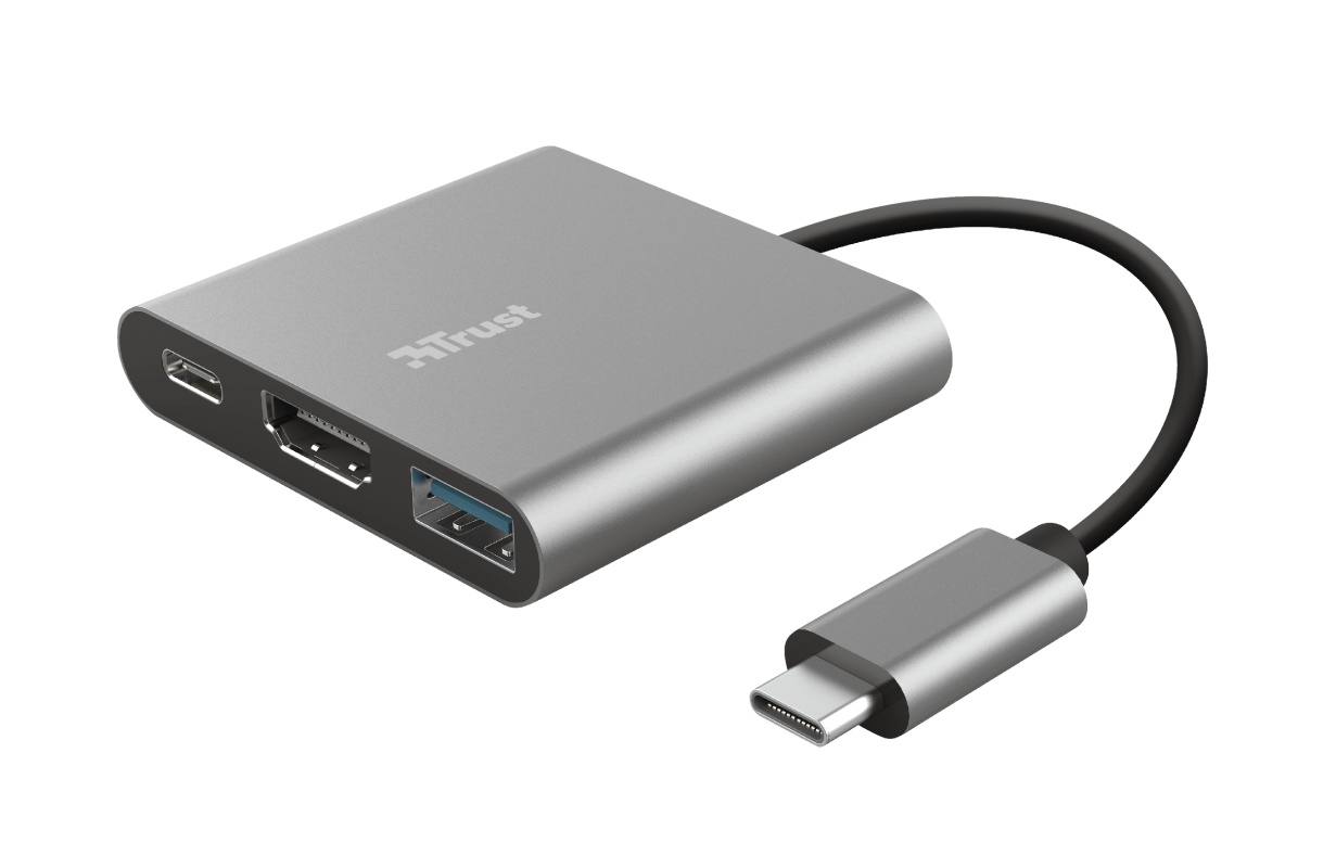 Hub USB Trust Dalyx, 3 porturi USB-C, silver