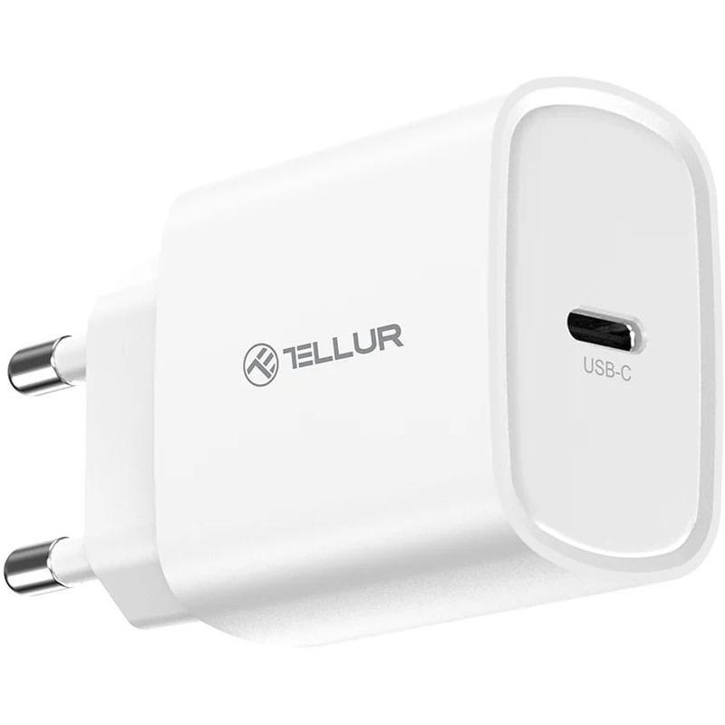 Incarcator Tellur 20W, intrare: AC 100-240V~50/60Hz 0.6A Max ieșire USB-C (PD 3.0): 5V/3A,9V/2.22A,12V/1.67A (20W), putere 20W, alb - 2 | YEO