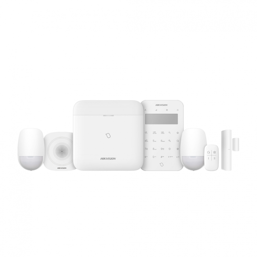 Kit de alarma wireless AX PRO Middle Level DS-PWA96-Kit2-WE contine: 1 x DS-PWA96-M-WE (96 zones wireless control panel), 2 x DS-PDP15P-EG2-WE (PIR motion sensor), 1 x DS-PDMC-EG2-WE (Magnetic Contact), 1 x DS-PK1- LT-WE (Wireless LCD Keypad), 1 x - 1 | YEO