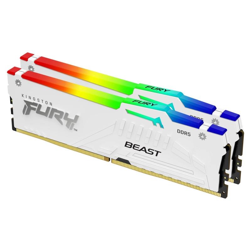 Memorie RAM Kingston 64GB DDR5 6000MHz CL30 Dual Channel Kit FURY Beast RGB White - 1 | YEO