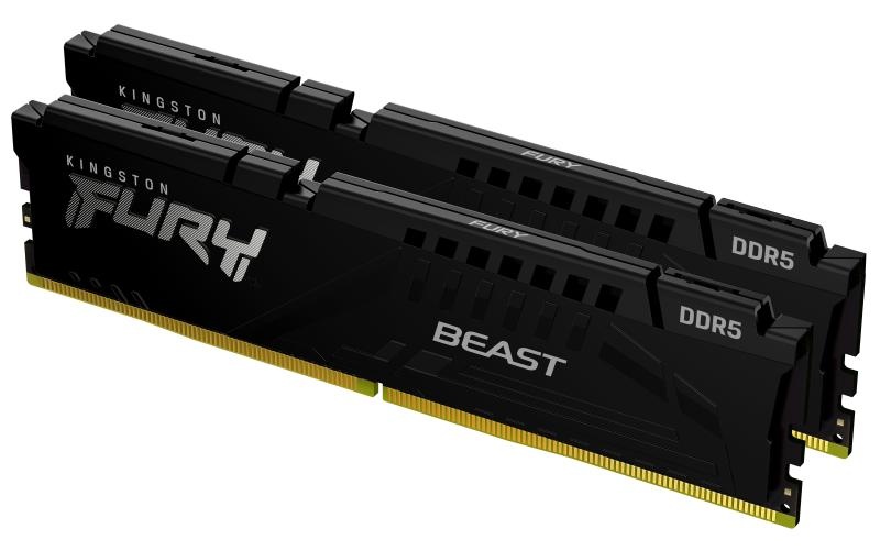 Memorie RAM Kingston, DIMM, DDR5, 32GB, 5600MHz, CL36, 1.35V, FURY Beast Black, Kit of 2