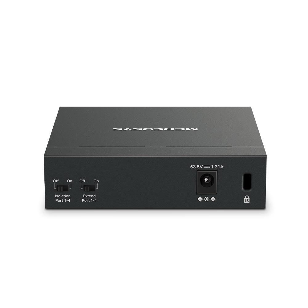 MERCUSYS DESKTOP SWITCH 5PORT MS105GP POE, Interfata: 5 x 5× 10/100/1000 Mbps RJ45 ports, 4 x POE, PoE Power Budget: 65 W, Standarde si protocoale: IEEE 802.3x Flow Control, dimensiuni: 99.8*98*25mm, - 1 | YEO