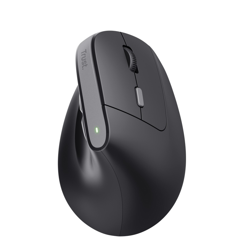 Mouse ergonomic fara fir Trust Bayo II, rezolutie maxima 2400 DPI, 6 butoane, interfata USB-C, 2.4GHz, negru - 1 | YEO