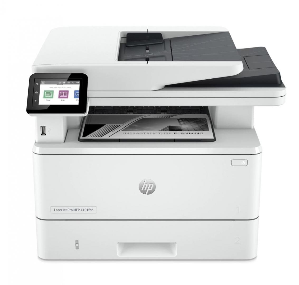 Multifunctional laser mono HP Laserjet 4102FDN , dimensiune A4 (Printare, Copiere, Scanare, Fax), Duplex, viteza 40ppm, rezolutie max 1200 x 1200dpi, procesor 1200Mhz, memorie 512MB RAM, alimentare hartie 350 coli, + 50 coli DADF, limbaj de printare HP