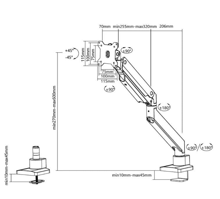 Neomounts by Newstar Select NM-D775BLACK full motion desk mount for 10- 32