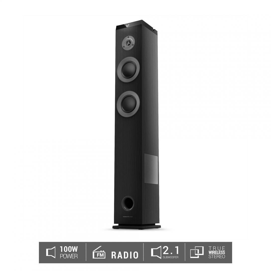 Sistem Audio 2.1 Energy System Tower 5 MAX, bluetooth 5.3, interfata jack 3.5mm, putere: 100W, frecventa raspuns 40 Hz ~ 18 kHz, frecventa FM: 87,5 - 108 MHz, ecran/afisaj: LED, suport card de memorie: microSD si stick-uri USB pana la 128 GB, include - 3 | YEO