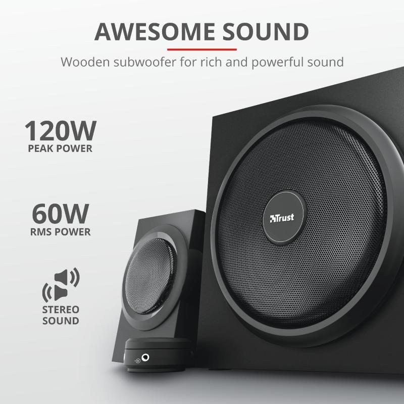 Sistem audio Trust Yuri 2.1, 60W, negru - 3 | YEO