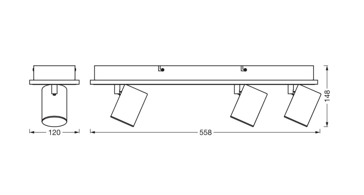 Spot LED triplu ajustabil Ledvance DECOR MARS, 41W, 3100 lm, lumina calda (3000K), IP20, 558mm, Alb, clasa energetica F - 2 | YEO