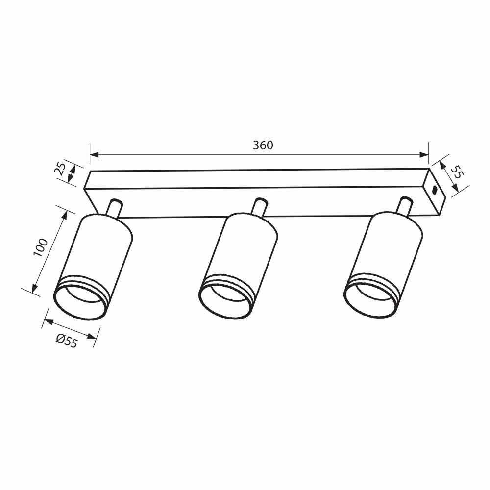 Spot triplu reglabil Vivalux KING, 3xGU10, max 3x35W, IP20, 360x55x165mm, Negru, becuri neincluse - 1 | YEO