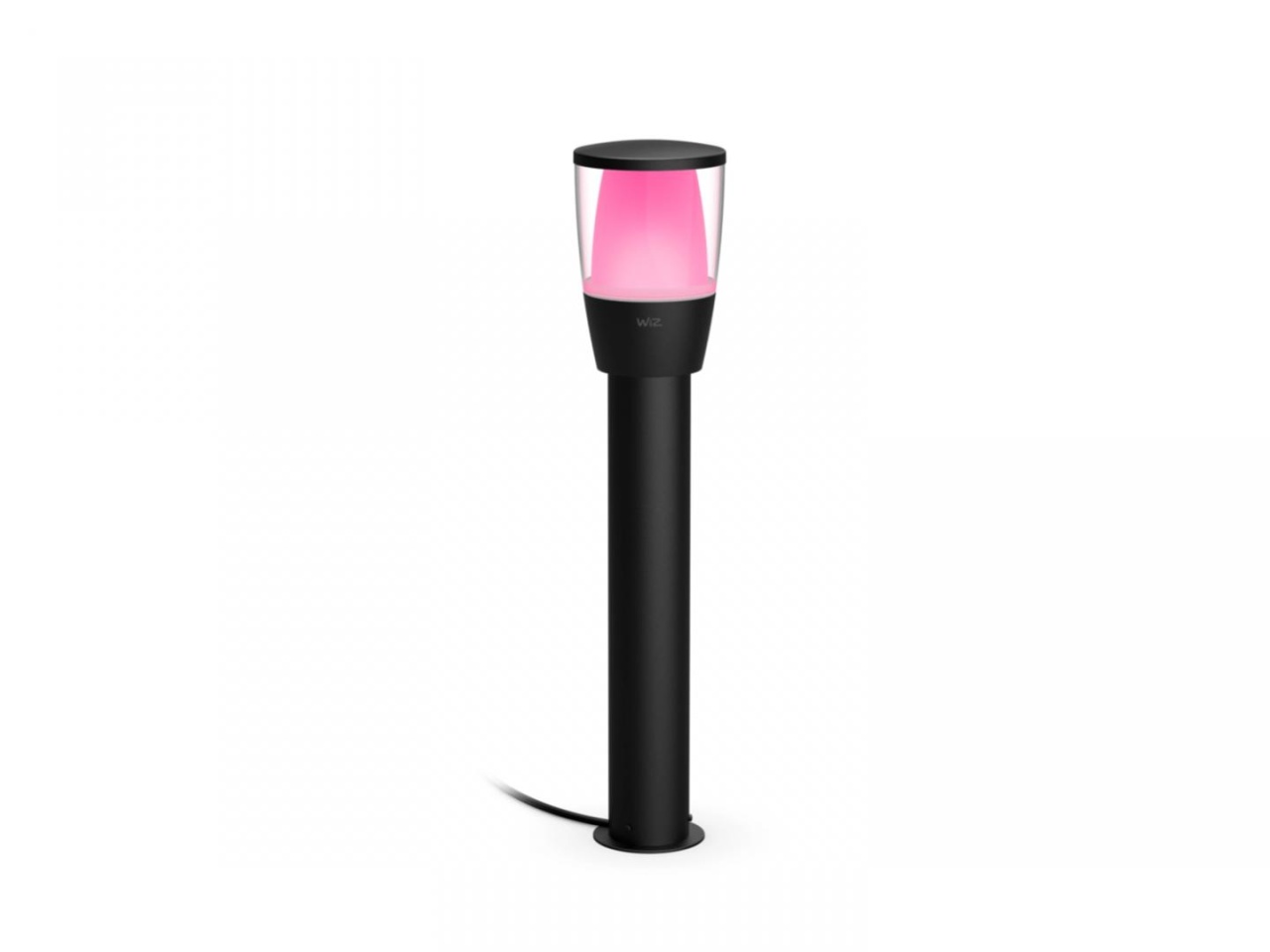 Stalp LED RGB pentru iluminat exterior WiZ Connected Elpas Bollard, 4.8W, 400 lm, lumina alba si color (2700-5000K), IP65, 52x11cm, Negru