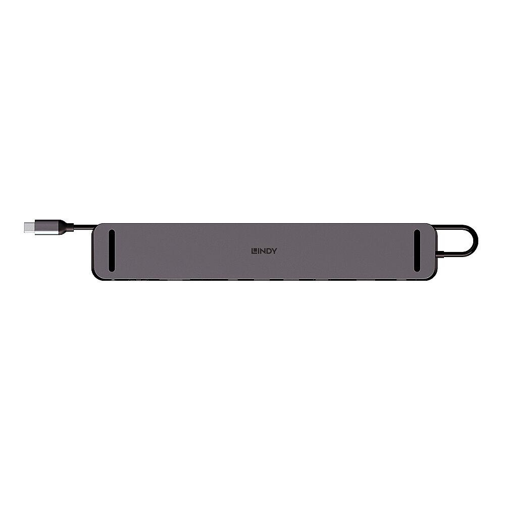 Statie docking Lindy DST-Mini XT 810, interfata USB Type C to 1x HDMI / 1x DP/ 2x USB Type A / 2x USB Type C / 1x RJ45 / 1x SD / 1x microSD / 1x 3.5mm Audio, latime de banda suportata 10 Gbps, 10/100/1000 Mbps, rezolutie maxima iesire 8K 7680x4320 30Hz, - 1 | YEO