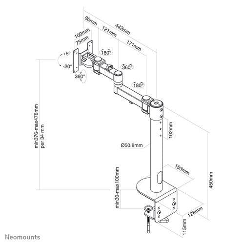 Suport Monitor de Birou, Neomounts by Newstar FPMA-D960BLACKPLUS, 10