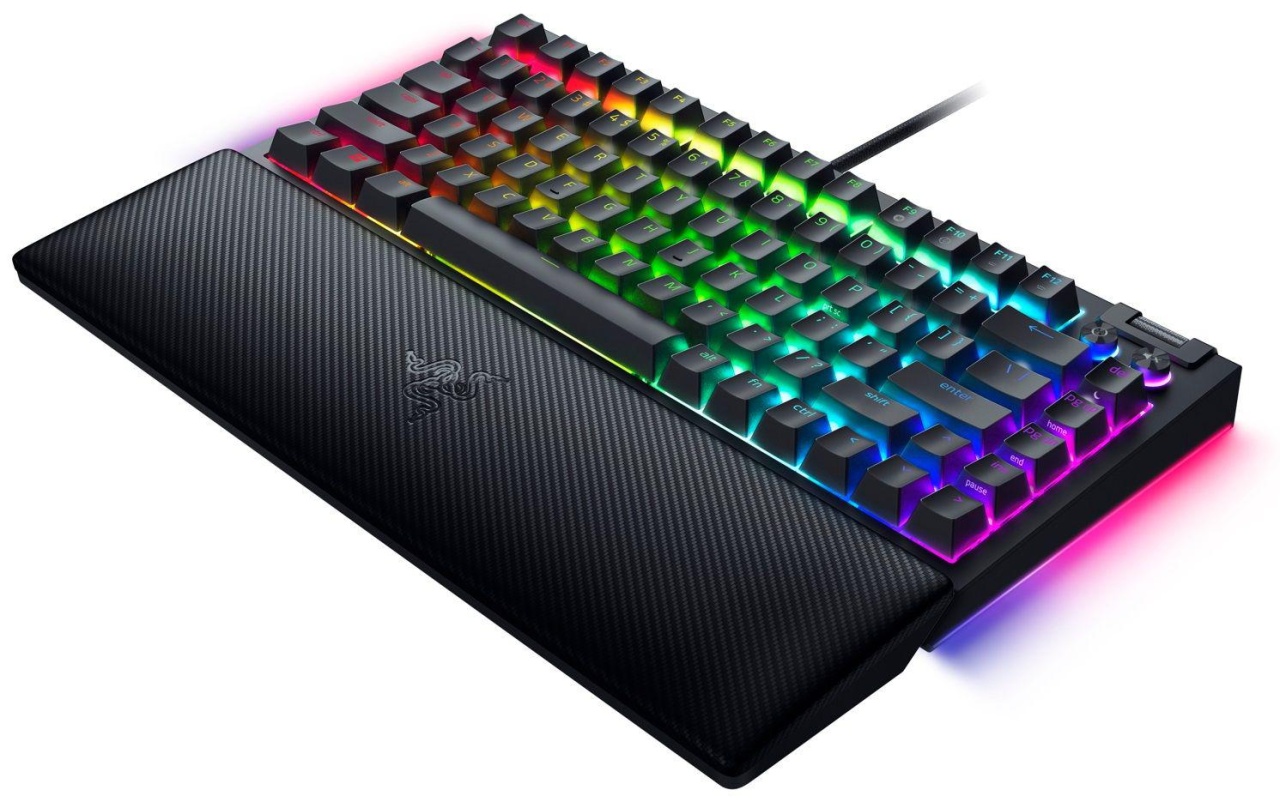 Tastatura mecanica gaming BlackWidow V4 75%, taste ABS, layout Intls. US (ISO),iluminare RGB, cu 6 butoane customizabile, suport pentru incheietura magnetic, negru - 1 | YEO