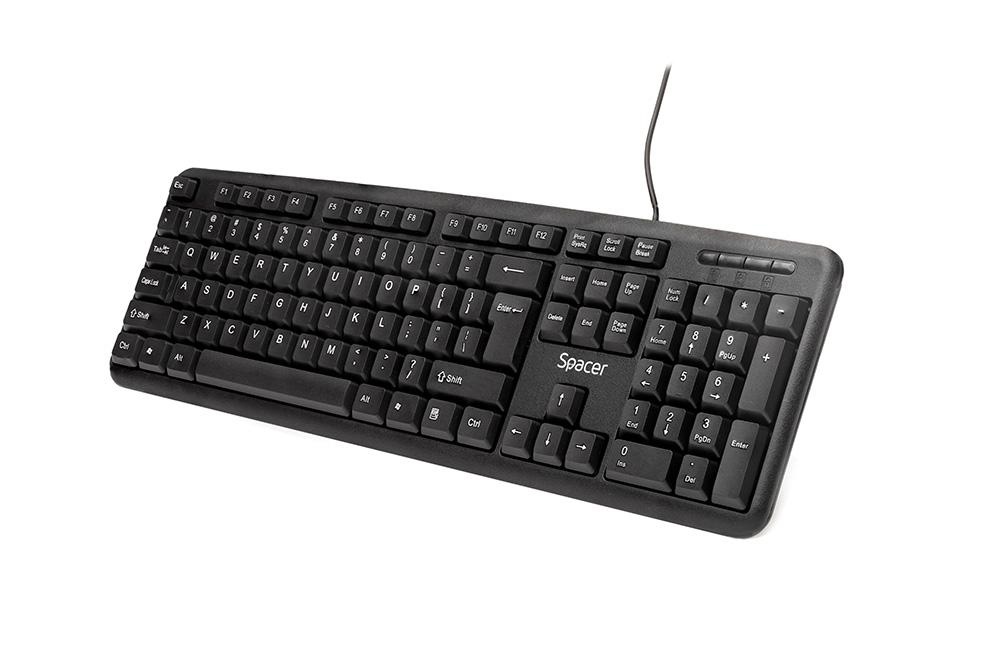 Tastatura Spacer SPKB-S62 cu fir, USB, 104 taste, anti-spill, negru - 2 | YEO