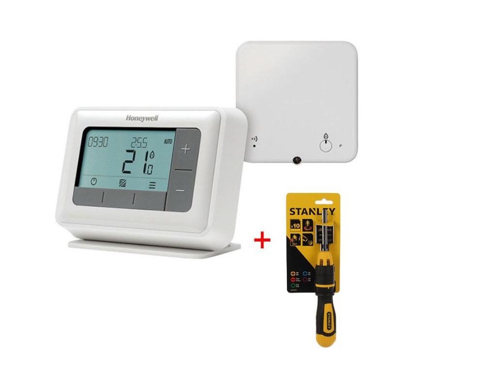 Termostat T4R wireless Honeywell Resideo Y4H910RF4072, dual on/off TPI – OpenTherm, functie de incalzire/racire, mod Vacanta (Holiday), programări 5+2, săptămânale sau zilnice, display LCD iluminat, alimentare cu 2 baterii de tip AA, dimensiuni 136 x 98