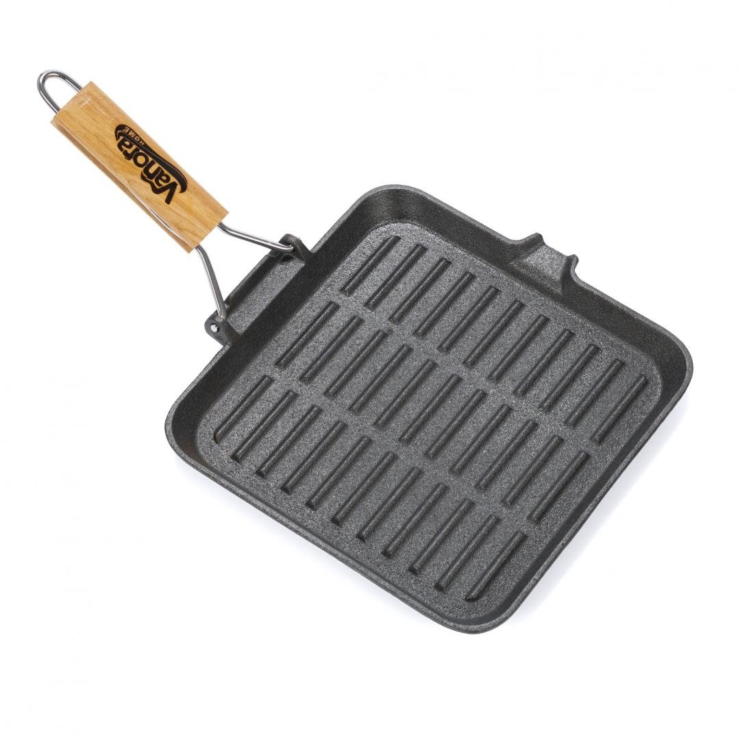 TIGAIE GRILL FONTA PURA CU MANER LEMN DETASABIL, 23X2 CM, AMBALAJ ETICHETA COLOR, VANORA HOME - 1 | YEO