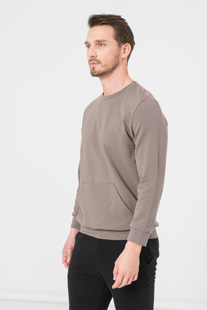 BLUZA COTON CASUAL BARBATI TAUPE-XXL - 2 | YEO