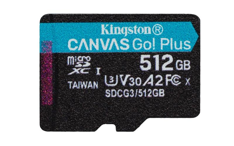 Card de Memorie MicroSD Kingston Canvas GO Plus, 512GB, Adaptor SD, Class 10 - 3 | YEO