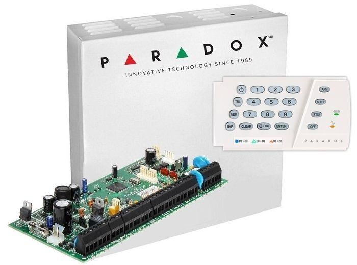 Centrala Paradox SP6000+; 8 zone pe placa (16 cu dublare zona ATZ);2 PGM pe placa, extensibile la 16 (dintre care oricare poate fi wireless);Actualizare firmware local via BabyWare;Numere de telefon raportare: 3 pentru stația centrală, 5 personale, 1