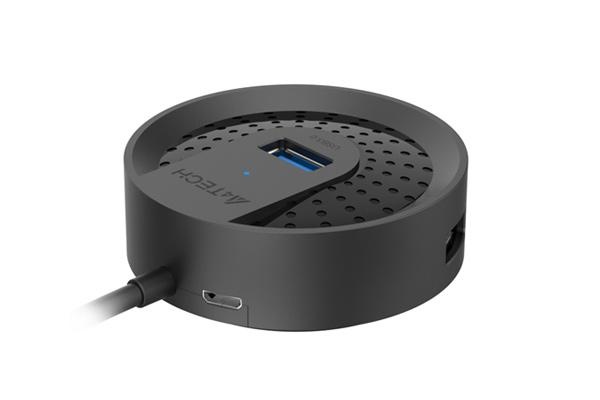 HUB extern A4TECH, porturi USB-A: USB 3.0 x 4, conectare prin USB, cablu 1.0 m, negru - 2 | YEO