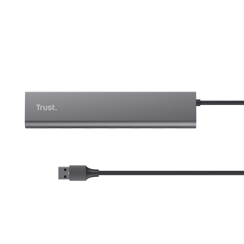 Hub Trust Halyx , 7 porturi USB 3.2 Gen 1, material aluminiu, input USB- C, output USB-A 7, gri - 3 | YEO