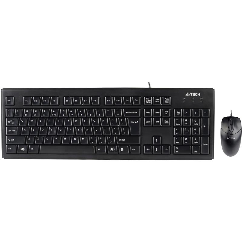 Kit tastatură și mouse A4Tech KRS-8372 cu fir, negru - Ergonomie și precizie pentru biroul tău