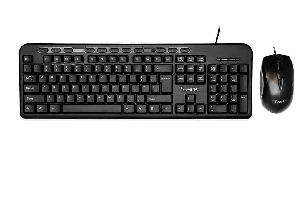 KIT Tastatura si Mouse Spacer SPDS-1691 cu fir, USB, tastatura multimedia „SPKB-169