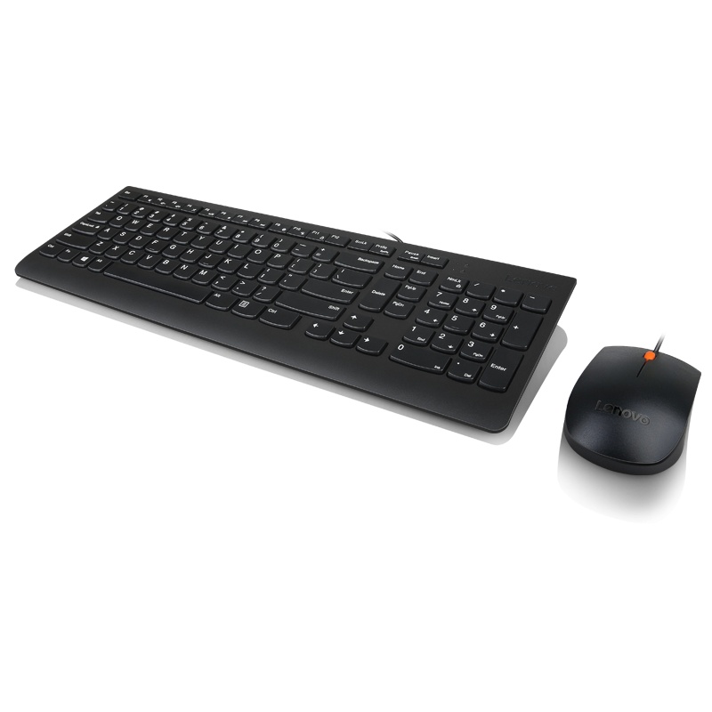 Lenovo 300 USB Combo Keyboard & Mouse, Senzor mouse: Optic, Rezolutie (dpi): 1600 dpi, Tipul conexiunii: USB, Lungime/Tip cablu: 1.80m, Culoare: Negru, Dimensiune: Mouse - 34 mm (1,33 inchi), tastatură - 20 mm x Mouse - 63 mm (2,44 inchi), tastatură -