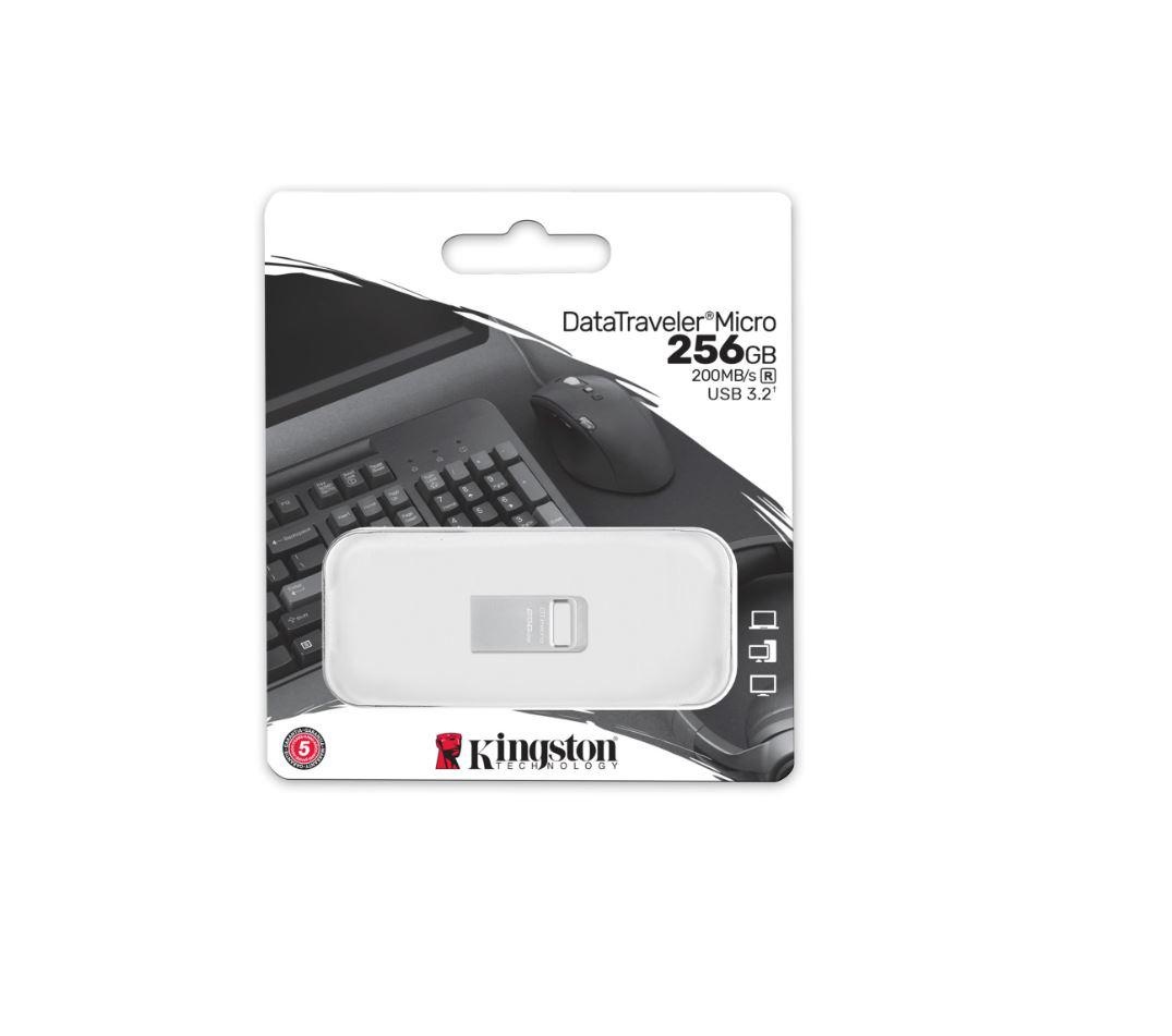 Memorie USB Flash Drive Kingston 256GB Data Traveler Micro, USB 3.2 Gen1, Metalic - 2 | YEO