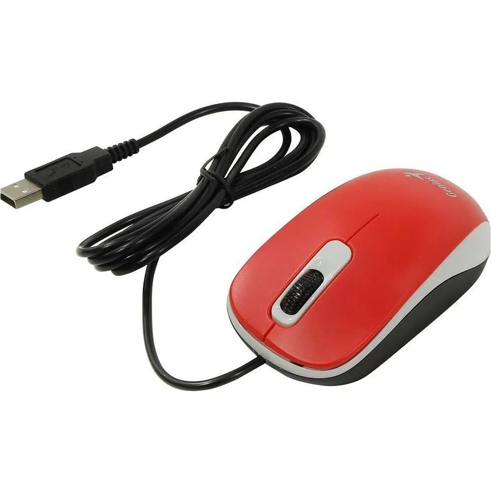 Mouse Genius cu fir, optic, DX110, 1200dpi, rosu, plug and play, USB - 1 | YEO