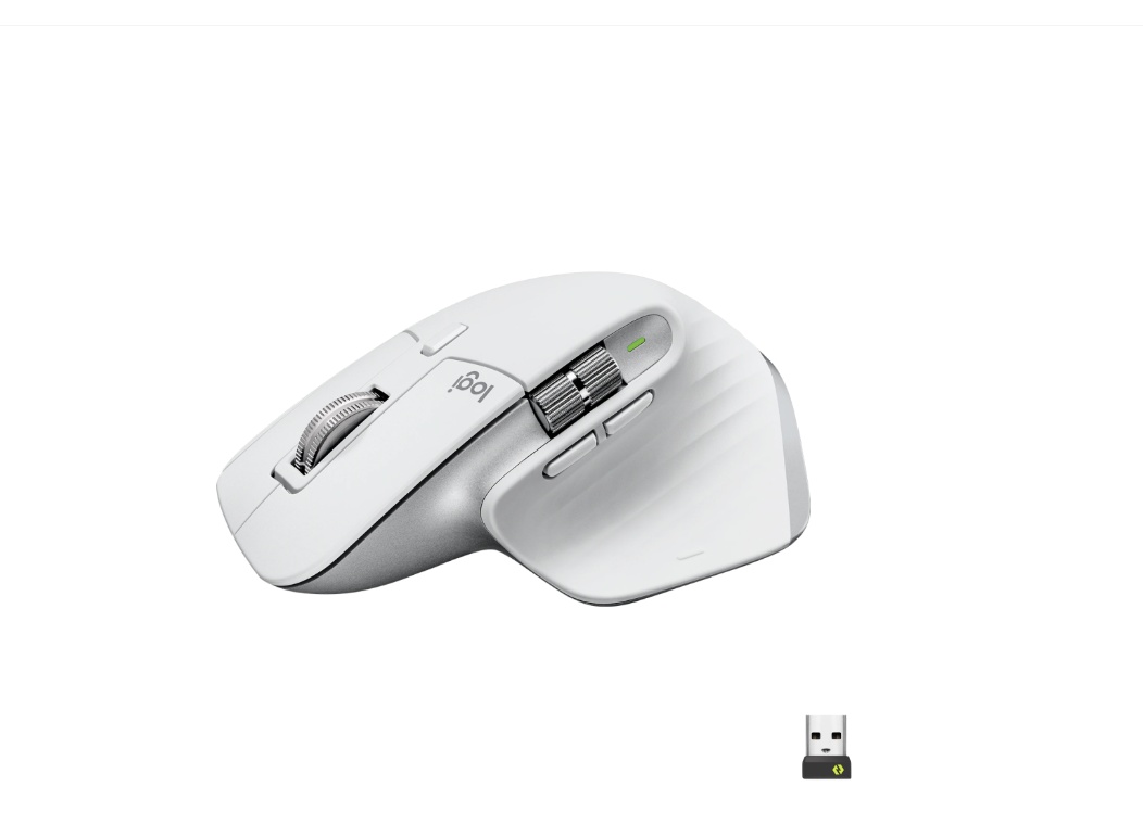 Mouse Logitech MX Master 3S, Wireless/Bluetooth fara fir, rezolutie 8000 DPI, optic, butoane/rotite 7, alb