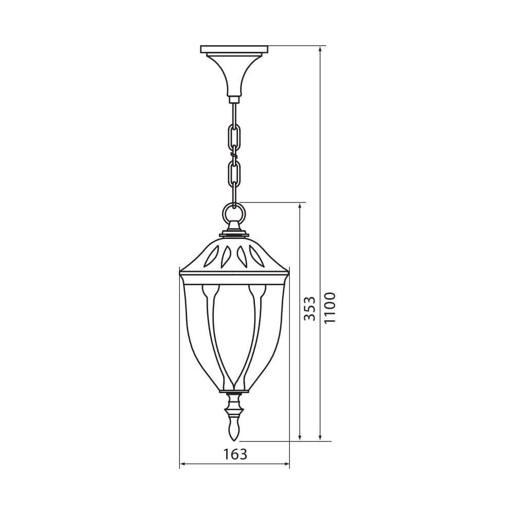 Pendul tip felinar Vivalux TOSCA, E27, max 1x60W, IP44, 163x163x1100mm, Negru, bec neinclus - 1 | YEO