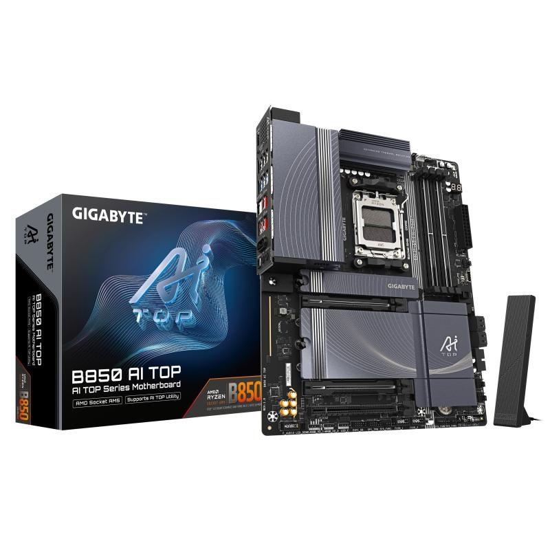 Placa de Baza GIGABYTE B850 AI TOP AM5, 4x DDR5, 1x USB TYPE-C 1x HDMI, 1x PCIE 5.0 x16 1x PCIE 5.0 x8, 1x PCIE 4.0 x16, 3x M.2, 4x SATA 6GB/s, ATX - 1 | YEO