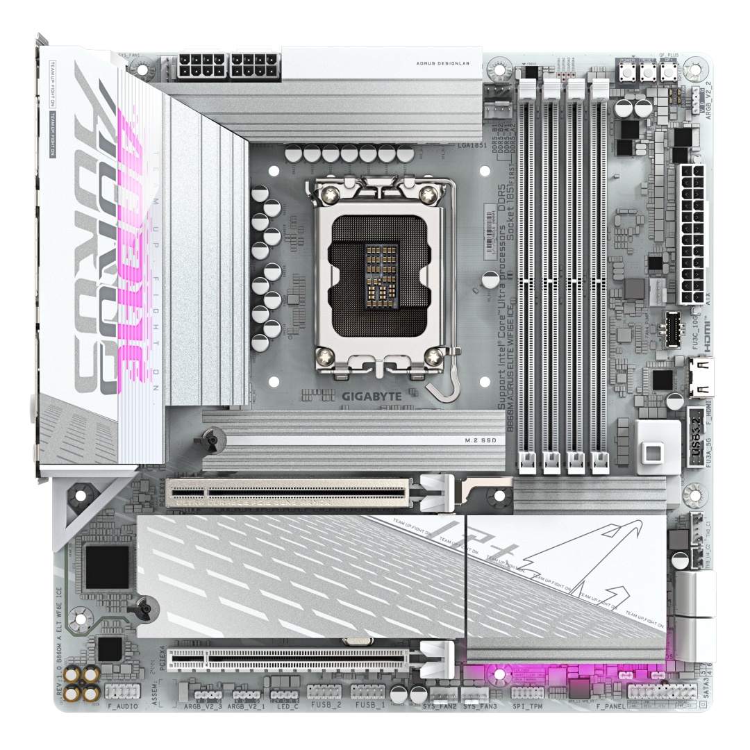 Placa de Baza GIGABYTE B860M AORUS ELITE WIFI6E ICE LGA1851 - 1 | YEO