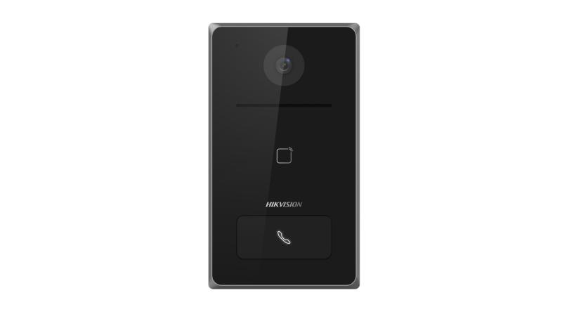 Post de exterior videointerfon IP Hikvision DS-KV6133-ME1; WIFI; 1 x buton de apelare( pentru o singura familie- permite apelarea a mai multor monitoare de interior); camera video 2MP True WDR ( unghi vizualizare: Horizontal: 129° Vertical: 75°),