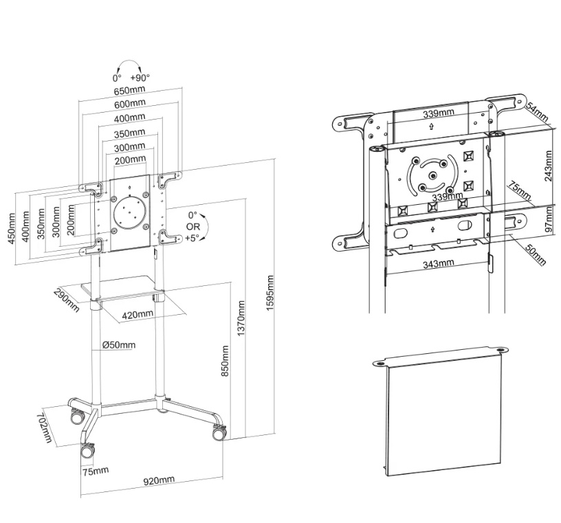 Stand mobil de podea, Neomounts by Newstar NS-M1250BLACK, 37