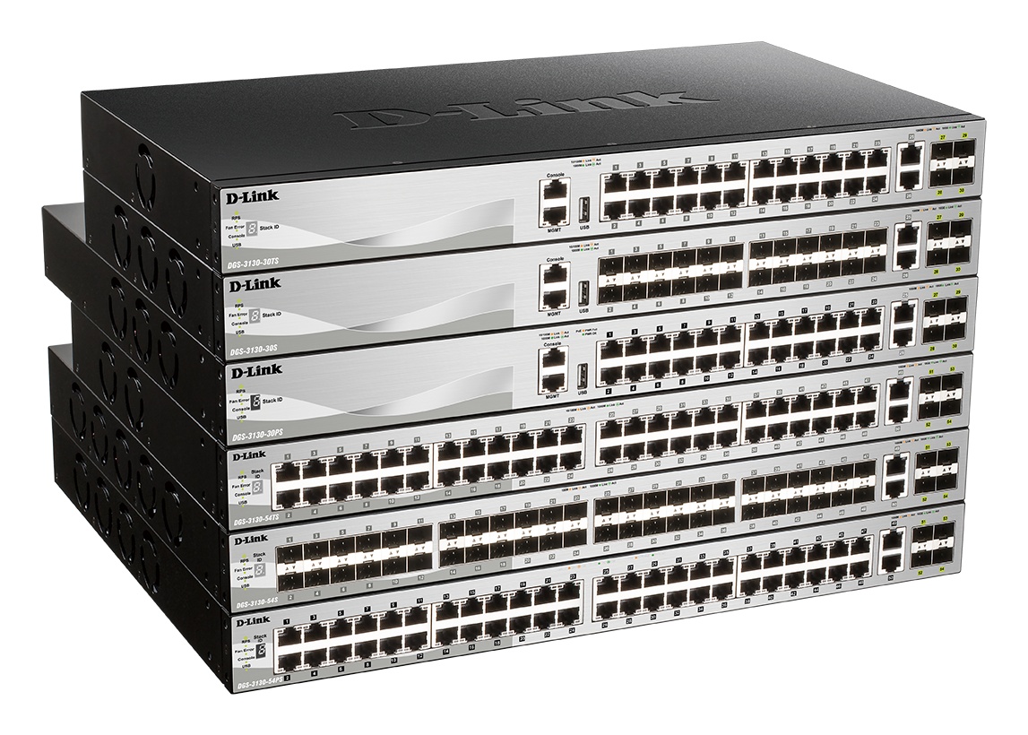 Switch D-Link DGS-3130-54TS/E, 54-Port Gigabit SFP L3 Stackable Managed Switch, 48 x 10/100/1000BASE-T ports, 2 x 10GBASE-T and 4 x 10G SFP+ ports, Layer 3, 216 Gbps.