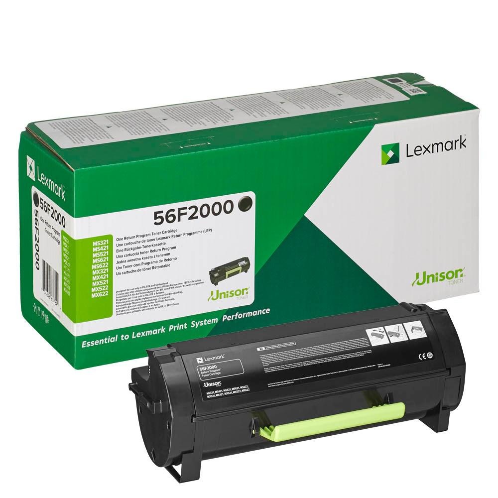 Toner Lexmark 56F2000, 6 k, black, return program, MS321dn /MS421dn / MS421dw / MS521dn / MS621dn / MS622de / MX321adn / MX321adw /MX421ade / MX521ade / MX521de / MX522adhe / MX622ade / MX622adhe,MX410de , MX510de , MX511de , MX511dhe , MX511dte ,