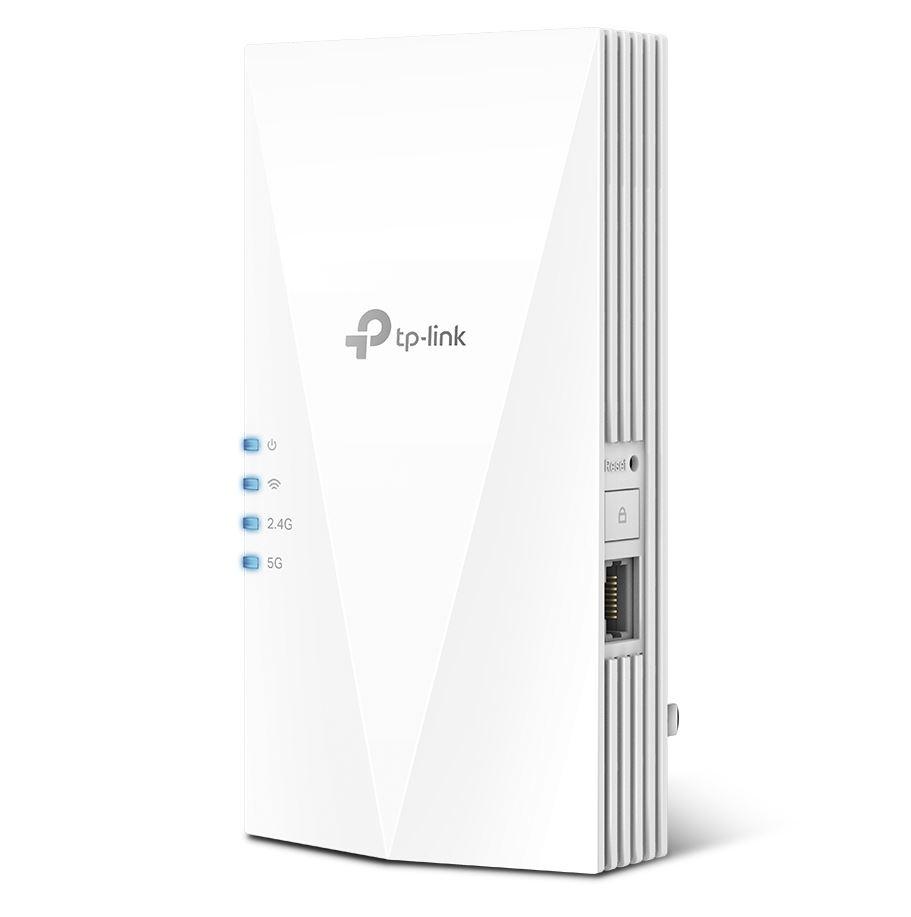 TP-link AX3000 Wi-Fi Mesh Range Extender, RE700X, 1 Port Ethernet Gigabit, 2 Antene interne, Standarde Wireless, IEEE 802.11a/n/ac/ax 5GHz, IEEE 802.11b/g/n/ax 2.4GHz, frecventa 2.4, 5 Ghz, 574 Mbps at 2.4GHz, 2402 Mbps at 5GHz.