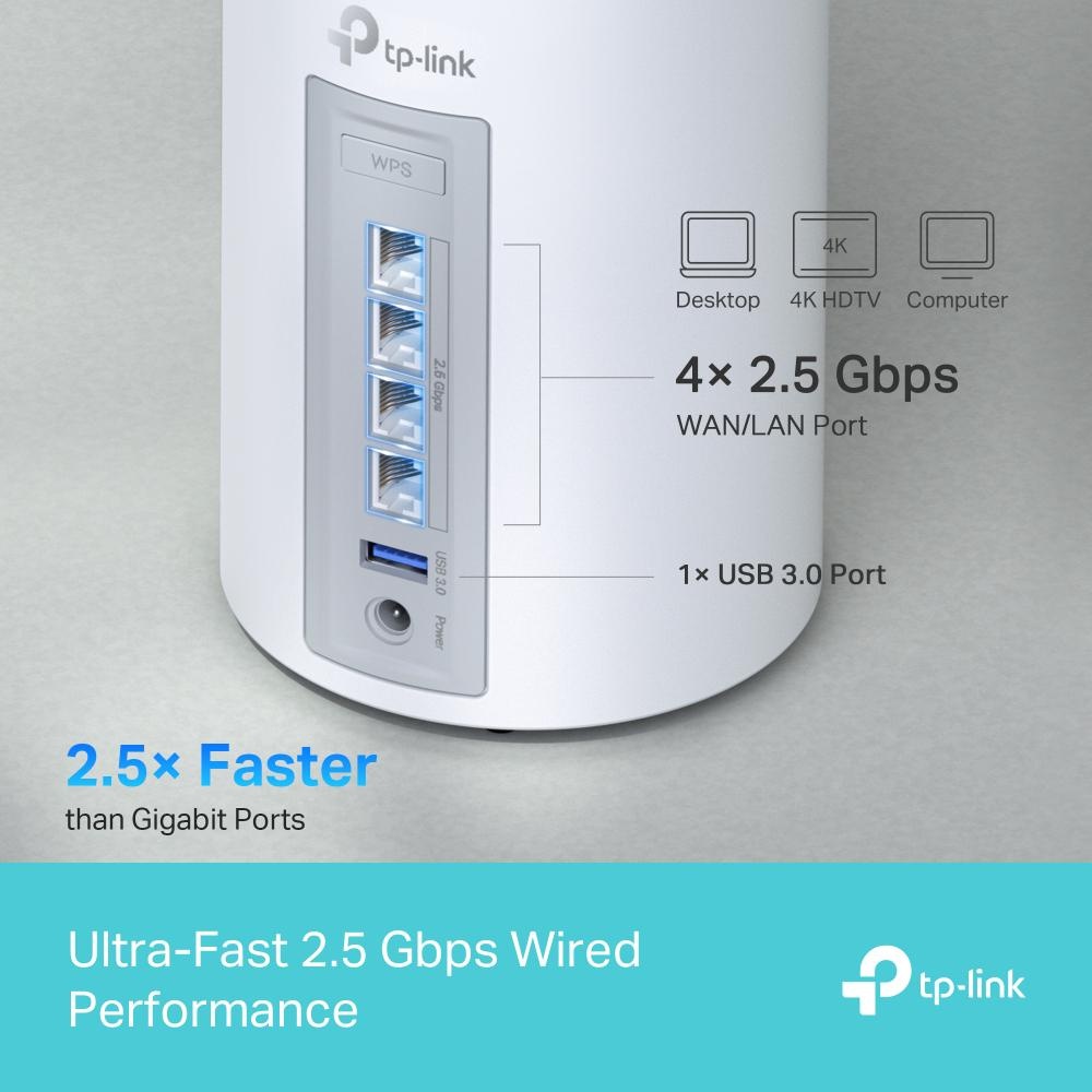 TP-LINK DECO BE65(3-PACK) Sistem Mesh WI-FI 7, BE9300, TRI-BAND, Standarde wireless: IEEE 802.11be/ax 6 GHz, IEEE 802.11be/ax/ac/n/a 5 GHz, IEEE 802.11ax/n/b/g 2.4 GHz, Viteze wireless: BE9300 6 GHz: 5760 Mbps (802.11be), 5 GHz: 2880 Mbps (802.11be), 2.4 - 2 | YEO