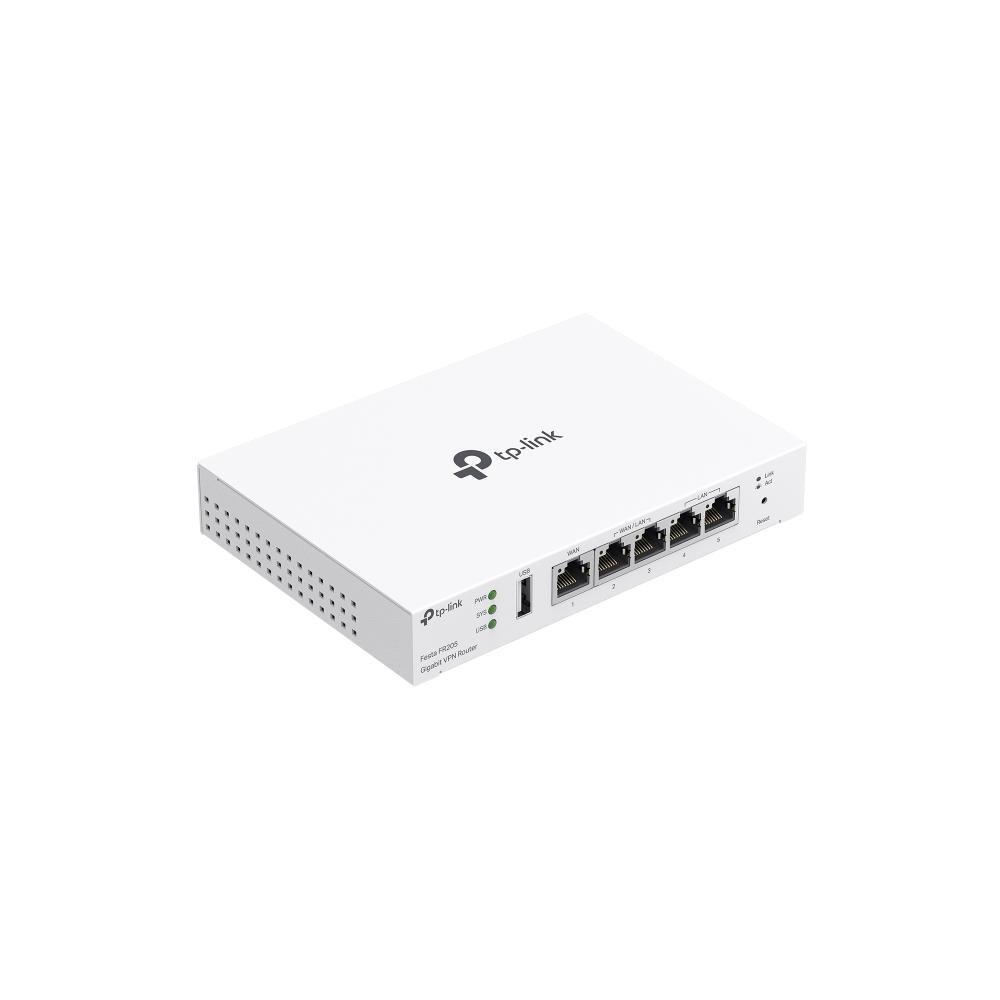 TP-Link Gigabit VPN Gateway FESTA FR205, interfata 1× Gigabit WAN port, 2× Gigabit WAN/LAN ports, 2× Gigabit LAN ports, 1× USB 2.0 (supports USB LTE dongle‡), fara ventilatoare, DRAM 256 MB DDR, 802.1Q VLAN - 1 | YEO