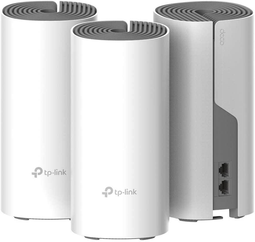 TP-Link Sistem Mesh Wi-Fi pentru întreaga casă AC1200, DECO E4(3-PACK);2 10/100Mbps WAN/LAN Ports, 1 Power Port, SDRAM: 128 MB, Flash:16 MB, 2 internal dual-band antennas per Deco unit, Standarde Wireless:IEEE 802.11 ac/n/a 5 GHz, IEEE 802.11 b/g/n 2.4