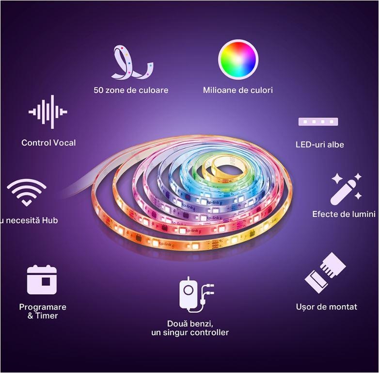 TP-Link Tapo L930-10 Smart light strip kit, 16 milioane culori 300 LED- uri RGB +300 LED-uri albe, 2 x 5m, dimensiuni: 5000 × 10 × 30 mm fiecare, Wi-Fi Protocol: IEEE 802.11b/g/n, Frecventa: 2.4 GHz, 2000 lm, 2500–6500 K. - 1 | YEO