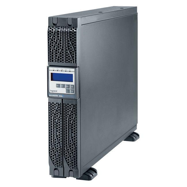 UPS Legrand Daker DK Plus, 1000VA/ 900W tip online cu dubla conversie, forma Rack/Tower, 0.9 capacitate putere, port comunicare-RS-232/USB, 6 x IEC socket, baterie: 3 x 12 V / 7.2 Ah, frecventa baterie (Hz): 50/60 Hz ± 0.1, 230V, dimensiuni (W x D x H