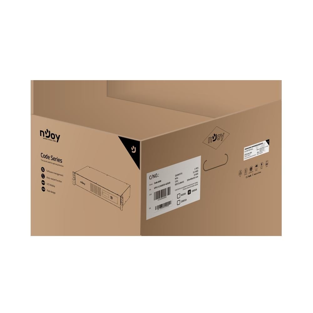 UPS nJoy Code 1000, 1000VA/600W, Frecventa: 50/60 Hz, Conectori: Intrare 1 x IEC-320 C14, Iesire 8 x IEC-320 C13, Port de comunicare: USB, Ecran LCD, AVR. - 3 | YEO